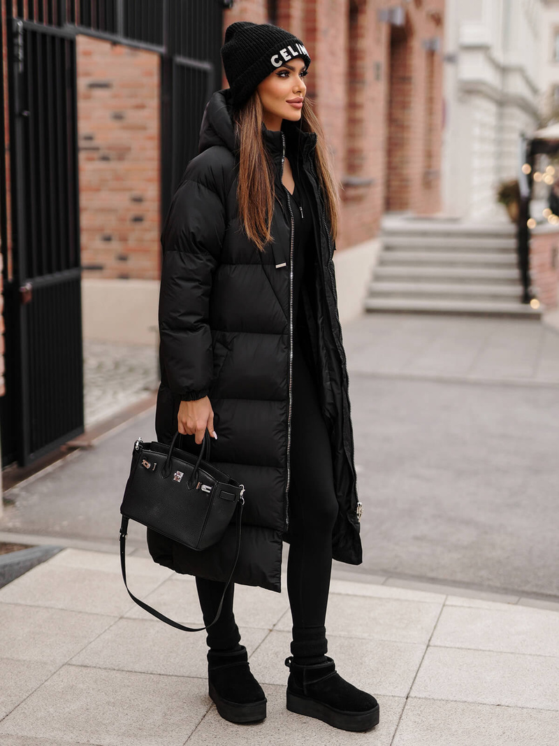 Női téli kabát fekete OZONEE JS/5M3163/392Z