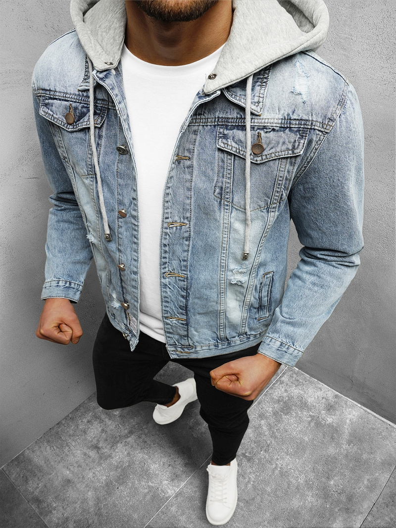 Férfi farmer dzseki világos-kék OZONEE NB/MJ505BC