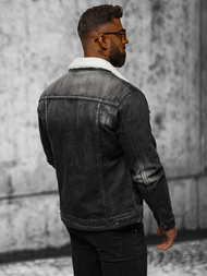 Férfi farmer dzseki SHERPA fekete OZONEE NB/MJ516NZ