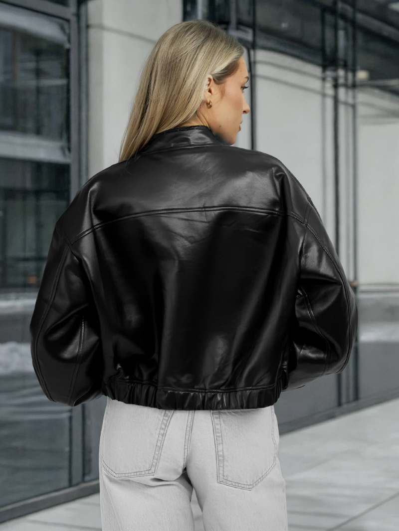 Női Bőrdzseki Fekete OZONEE JS/11Z8281Z