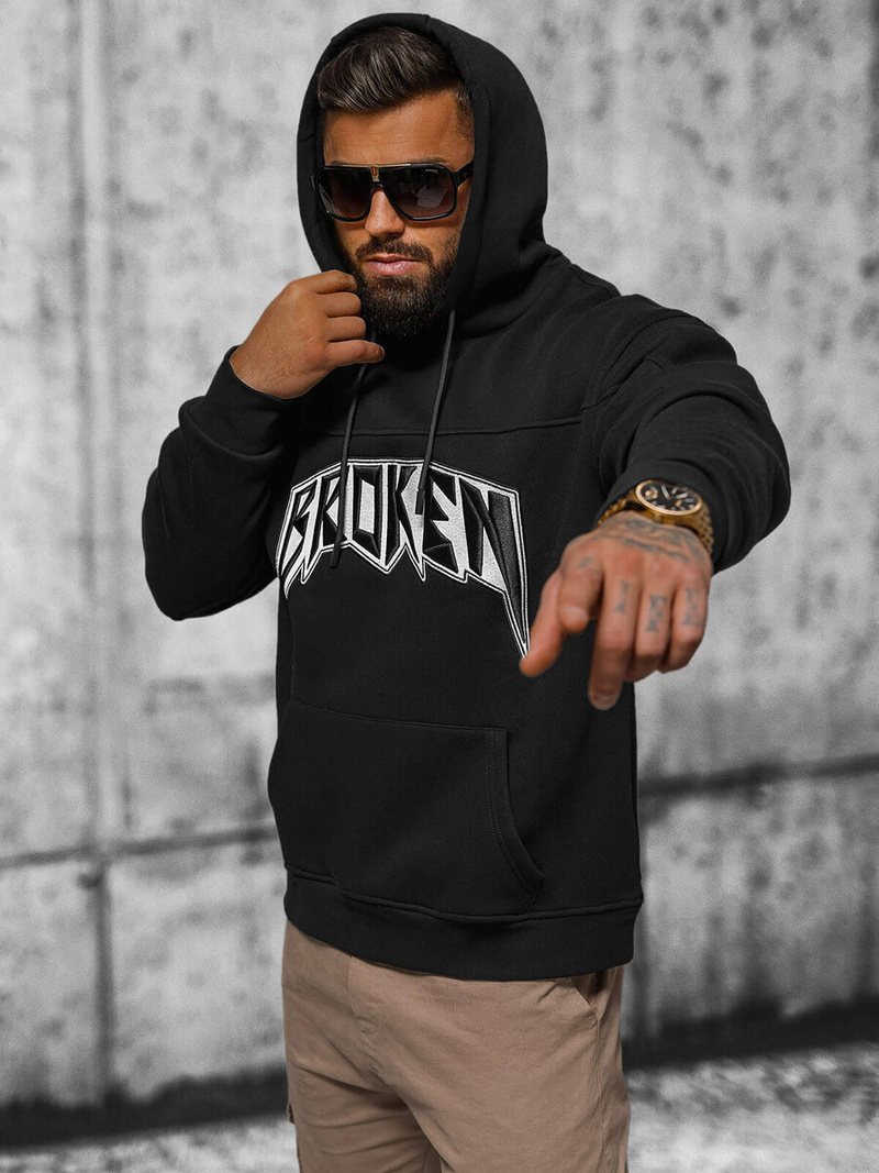 Kapucnis felső fekete OZONEE O/SWE23019