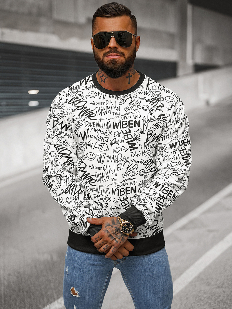 Férfi Pulóver Fehér OZONEE JS/8B1218/1