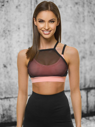 Női sportmelltartó fekete-rózsaszín OZONEE JS/WX1092