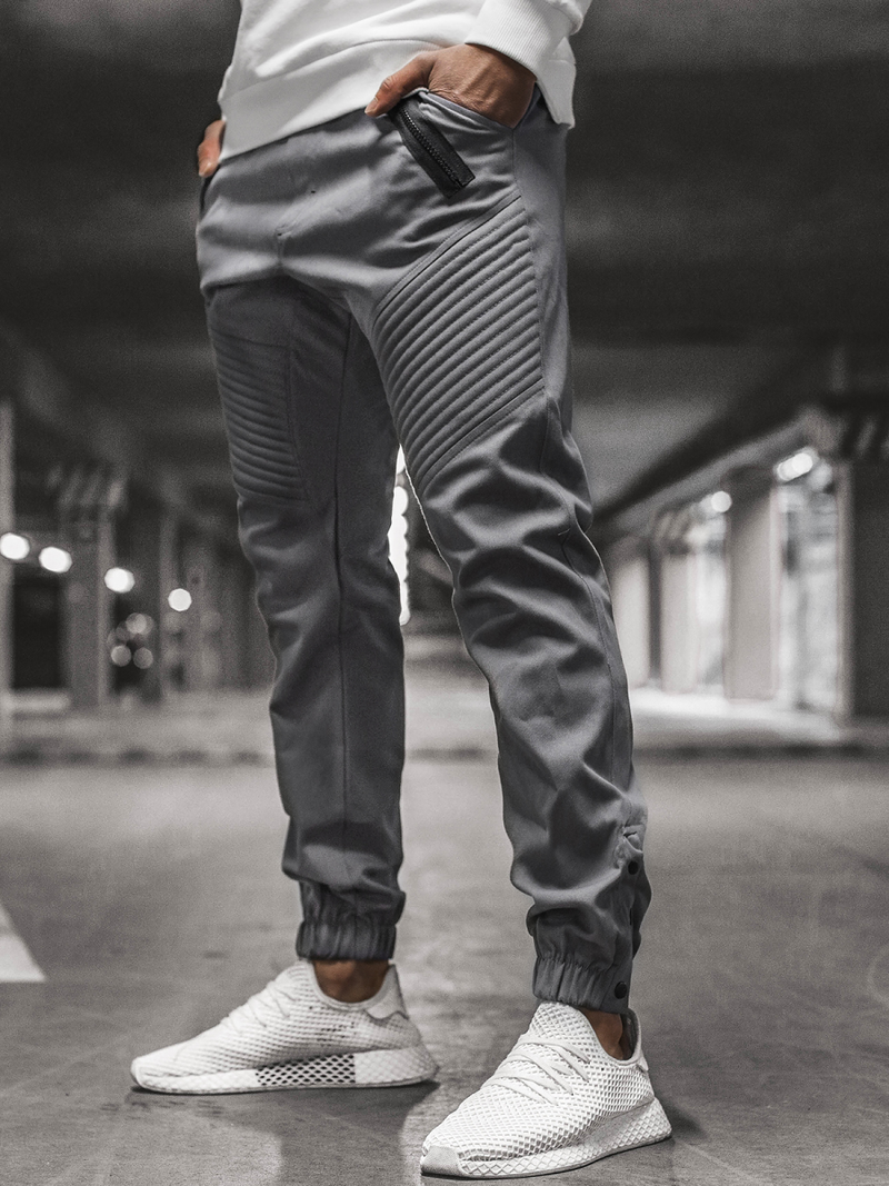 Férfi nadrág színű jogger Szürke OZONEE A/0952