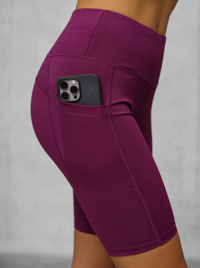 Rövid női leggings burgundia OZONEE JS/XY24003S