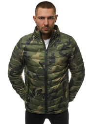 Férfi átmeneti kabát zöld-terepmintás OZONEE JS/SM80Z