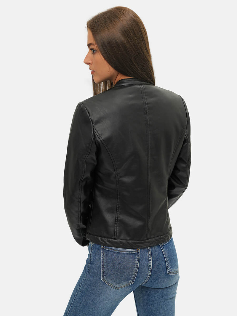 Női Bőrdzseki Fekete OZONEE JS/11Z8008