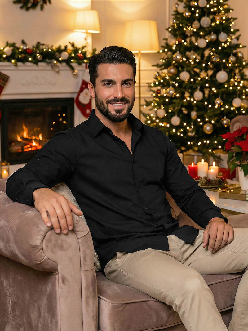 Férfi Ing Fekete OZONEE O/V125Z