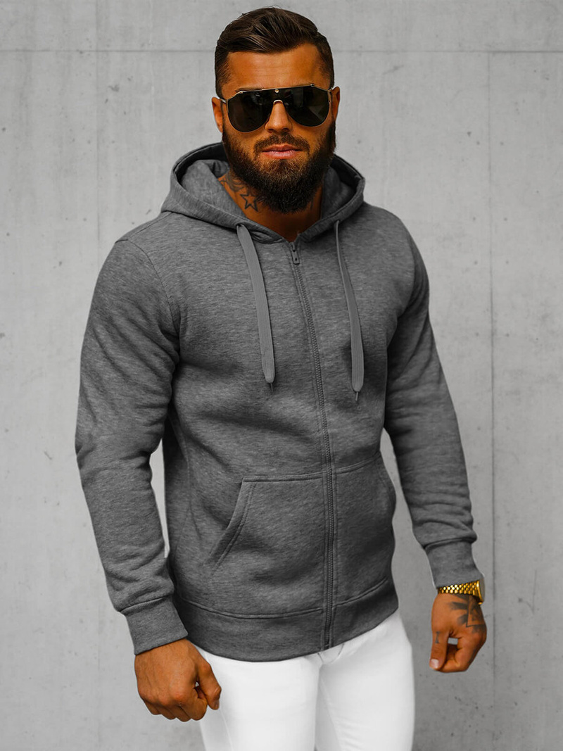 Férfi kapucnis pulóver sötét-szürke OZONEE JS/2008Z