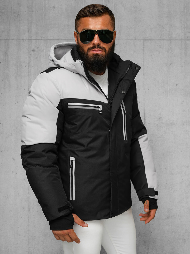 Férfi Steppelt Kabát Fekete-Szürke OZONEE JS/91M9903/92Z