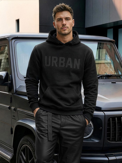 Férfi kapucnis felső fekete OZONEE JS/8B1990/3