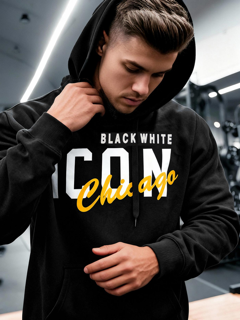 Férfi kapucnis felső fekete OZONEE JS/8B1736/3