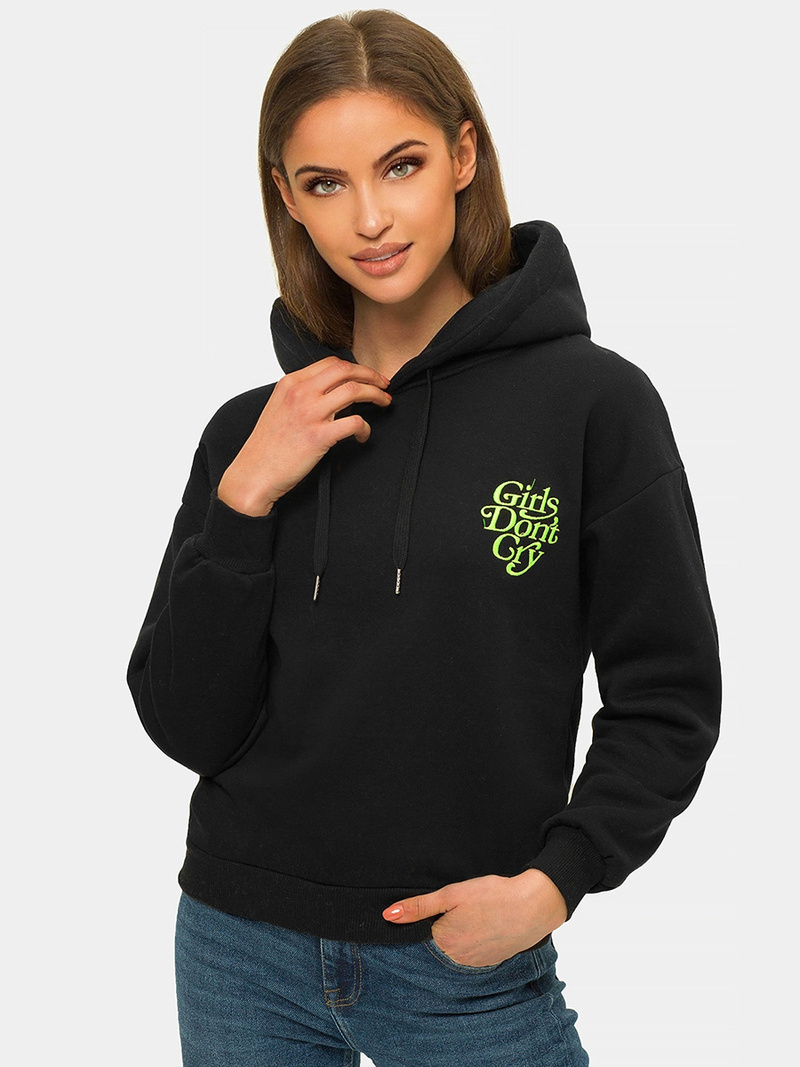 Női kapucnis pulóver fekete OZONEE JS/B26013