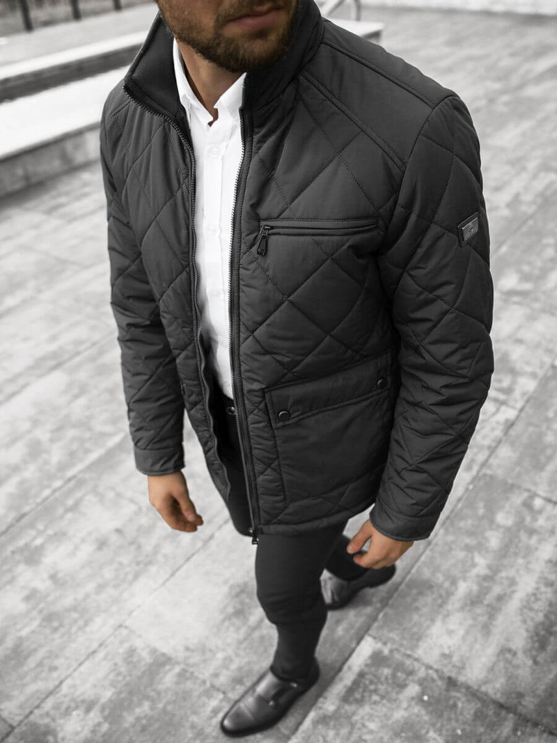 Férfi átmeneti kabát fekete OZONEE JS/22M11/1