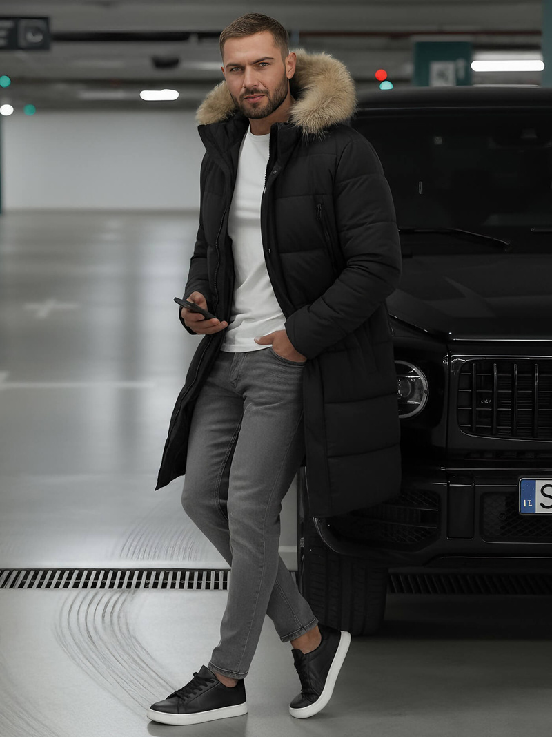 Férfi téli parka kabát fekete OZONEE JS/25M9803/392Z