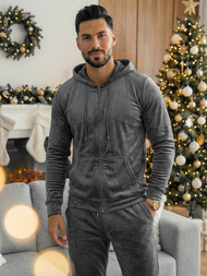 Férfi Melegítő Szett Velúr Grafit OZONEE JS/8C1169/6Z