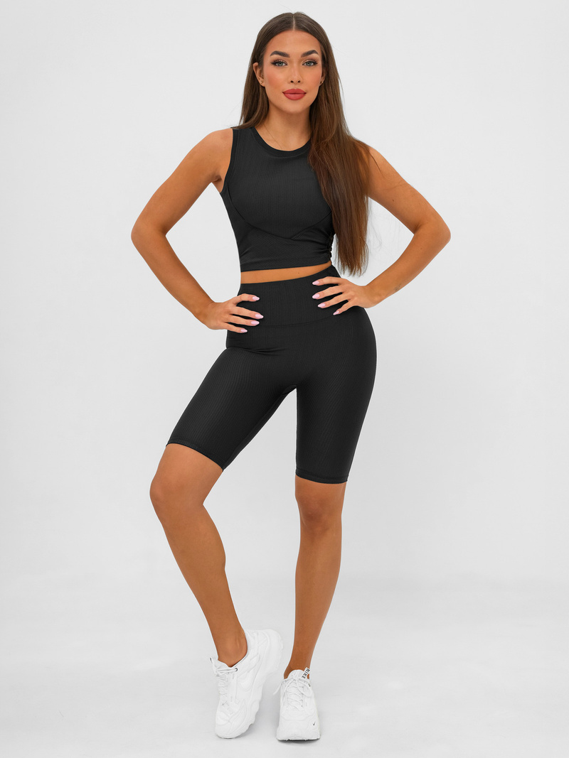 Rövid női leggings fekete OZONEE JS/17K597/3