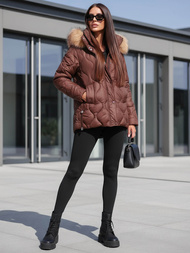 Női téli kabát csokoládé OZONEE JS/5M3226/158Z