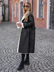 Női bőrkabát fekete OZONEE JS/11Z8253