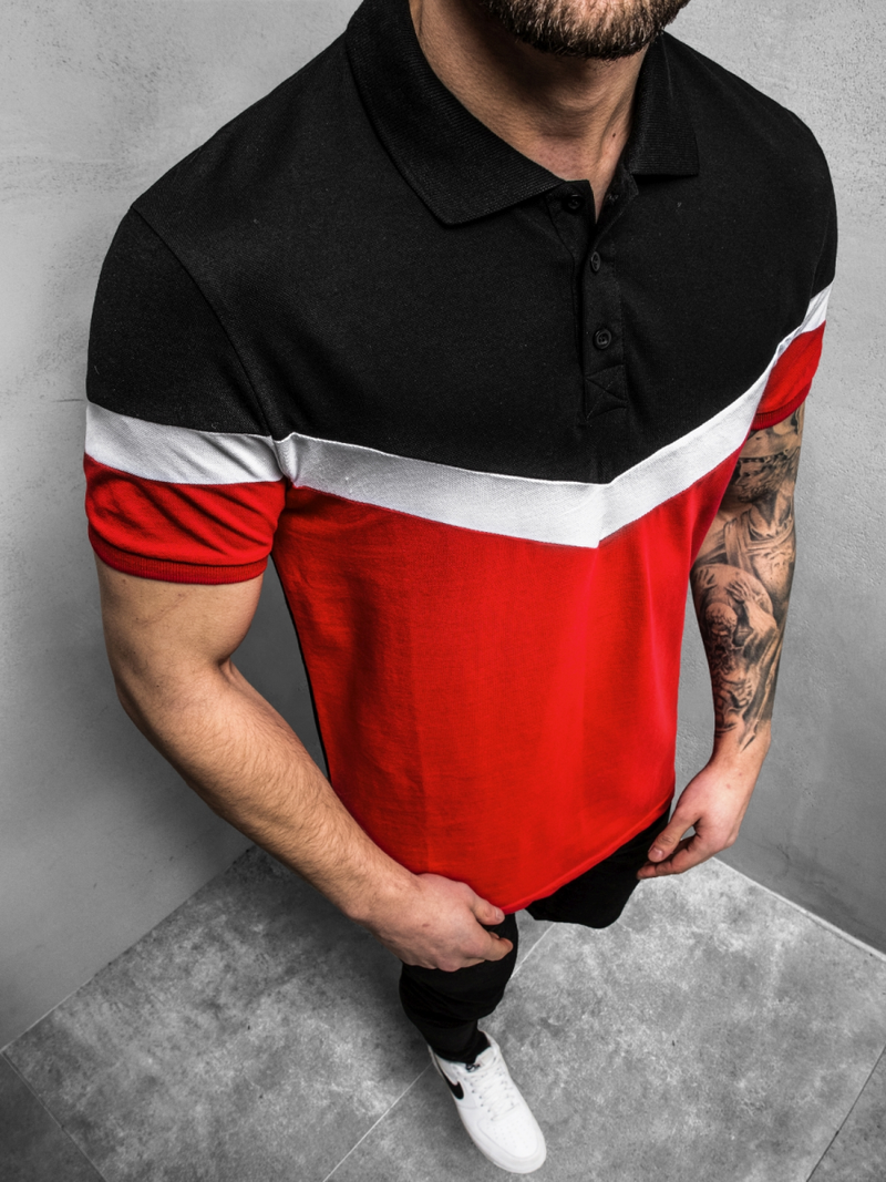 Férfi galléros póló Piros OZONEE O/1501Z