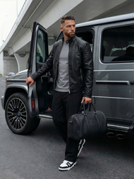 Férfi bőrdzseki fekete OZONEE JS/11Z8139