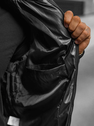 Férfi téli bőrkabát fekete OZONEE O/M795Z