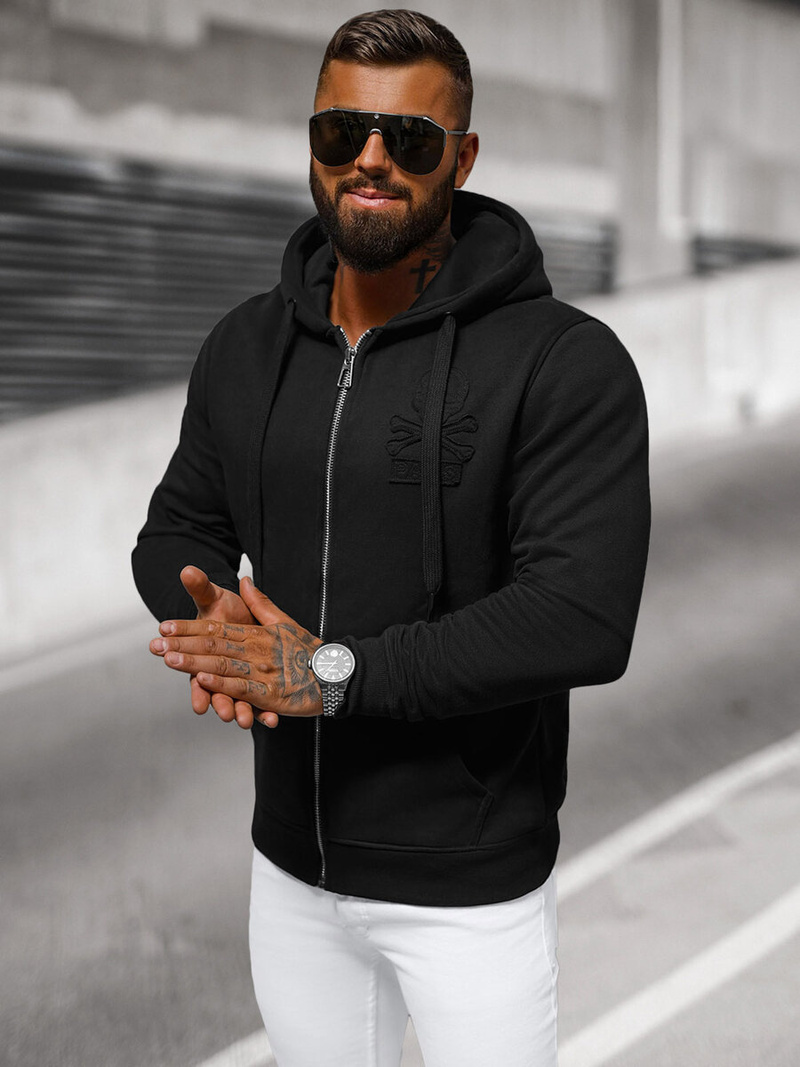 Férfi kapucnis pulóver Fekete OZONEE NB/MF2003