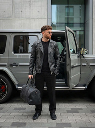 Férfi bőrdzseki fekete OZONEE JS/11Z8069