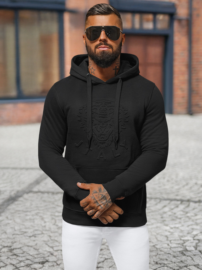 Férfi kapucnis pulóver Fekete OZONEE NB/MF2012