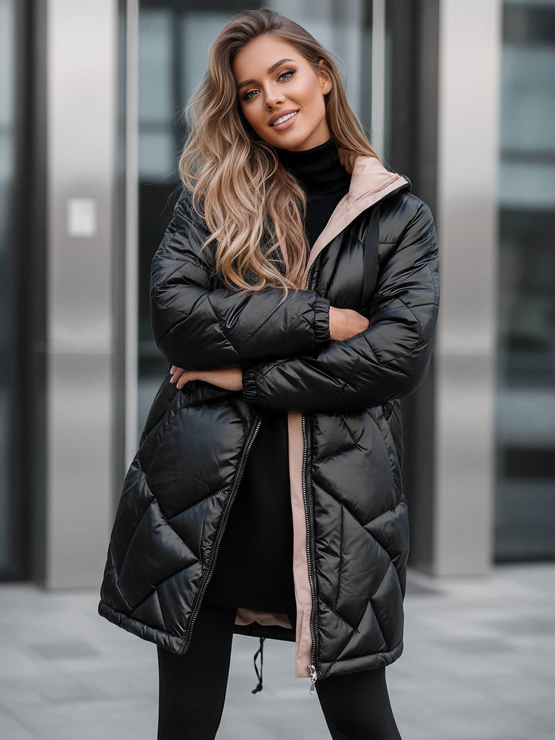 Női téli kabát fekete OZONEE JS/5M3189/392Z