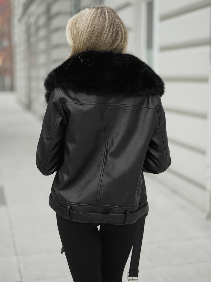 Női bőrdzseki fekete OZONEE JS/61M8507/392AZ