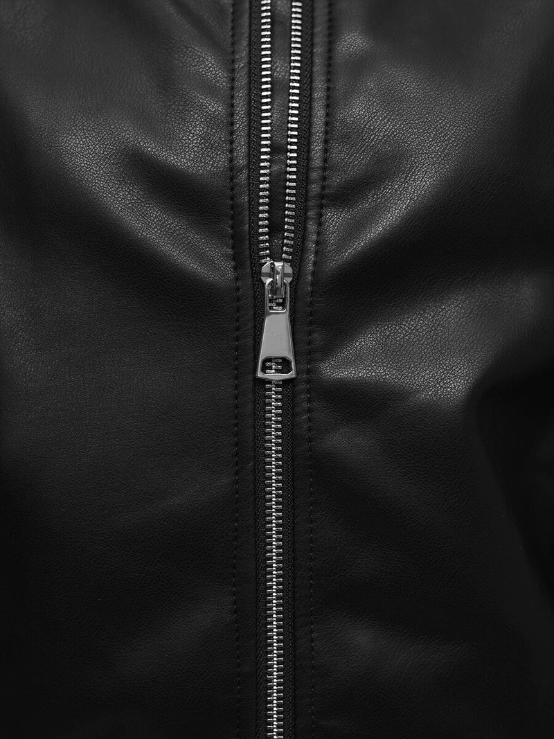 Női Bőrdzseki Fekete OZONEE O/G116Z