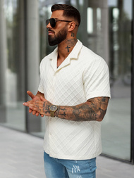 Férfi ing rövid ujjal ecru OZONEE O/B2257