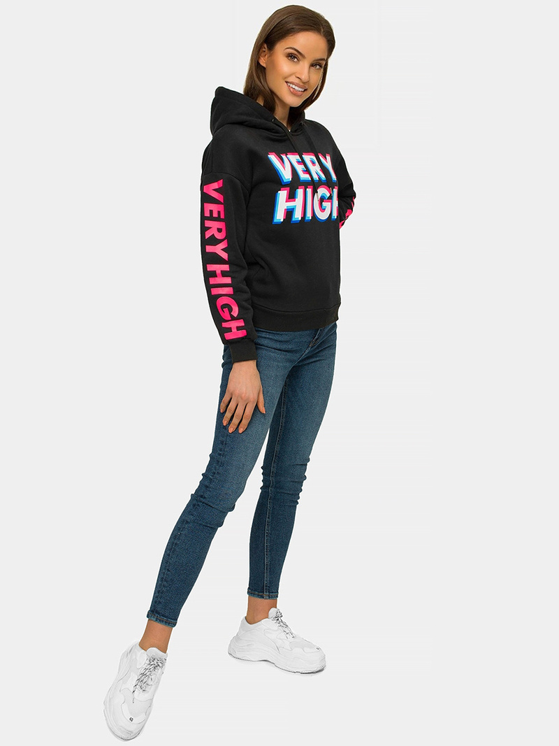 Női kapucnis pulóver Fekete OZONEE JS/B26012