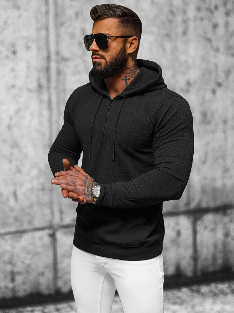 Férfi kapucnis felső fekete OZONEE O/TB2273