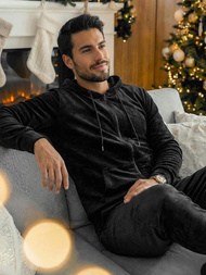 Férfi Melegítő Szett Velúr Fekete OZONEE JS/8C1169/3Z