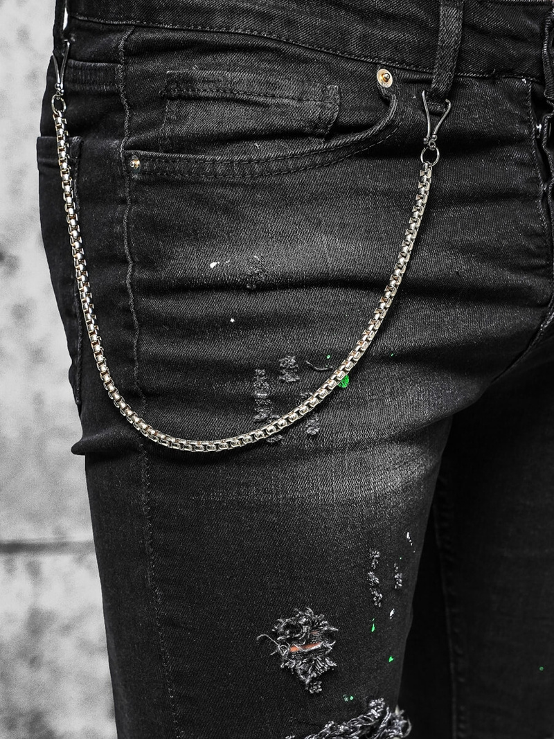 Férfi Farmer Nadrág fekete OZONEE O/MB460