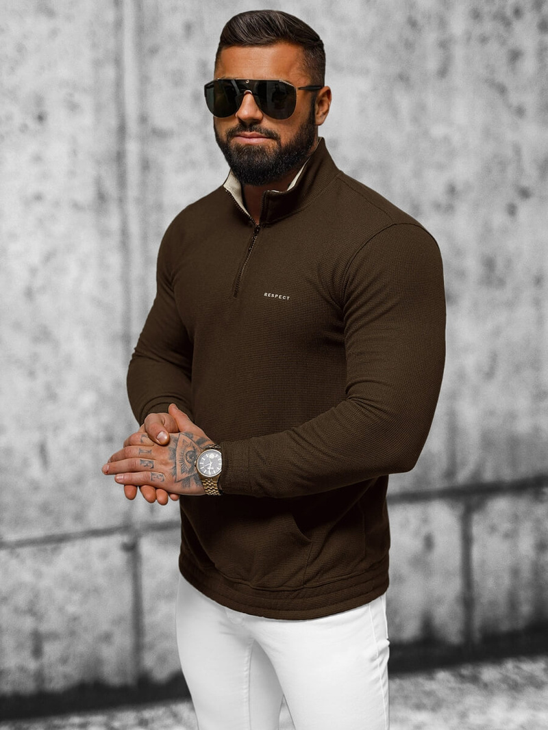 Férfi pulóver barna OZONEE O/TB2302