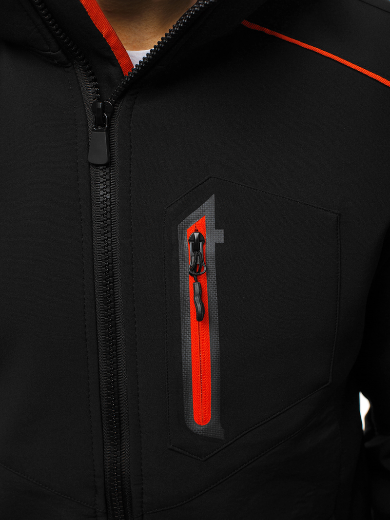 Férfi kapucnis softshell kabát fekete-narancs OZONEE GE/12259Z