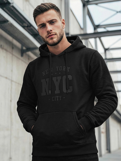 Férfi kapucnis felső fekete OZONEE JS/8B1971/3