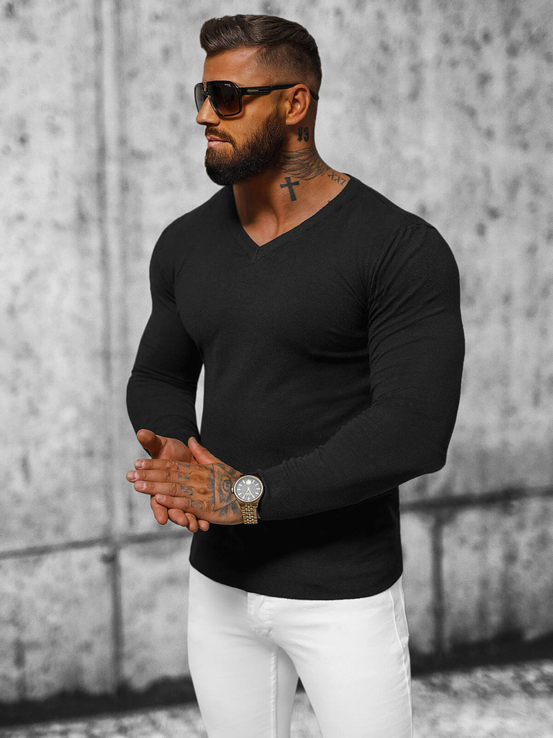 Férfi Pulóver Fekete OZONEE NB/MMB601/4Z