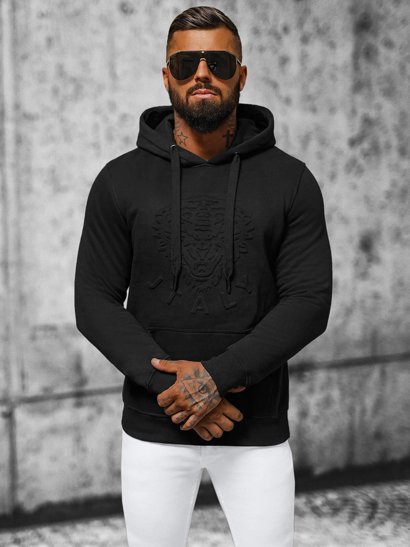 Férfi kapucnis pulóver Fekete OZONEE NB/MF2012