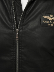 Férfi pilóta bőrkabát fekete O/4811