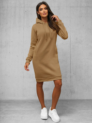 Női kapucnis pulóver sötét-bézs OZONEE JS/YS10005/91Z