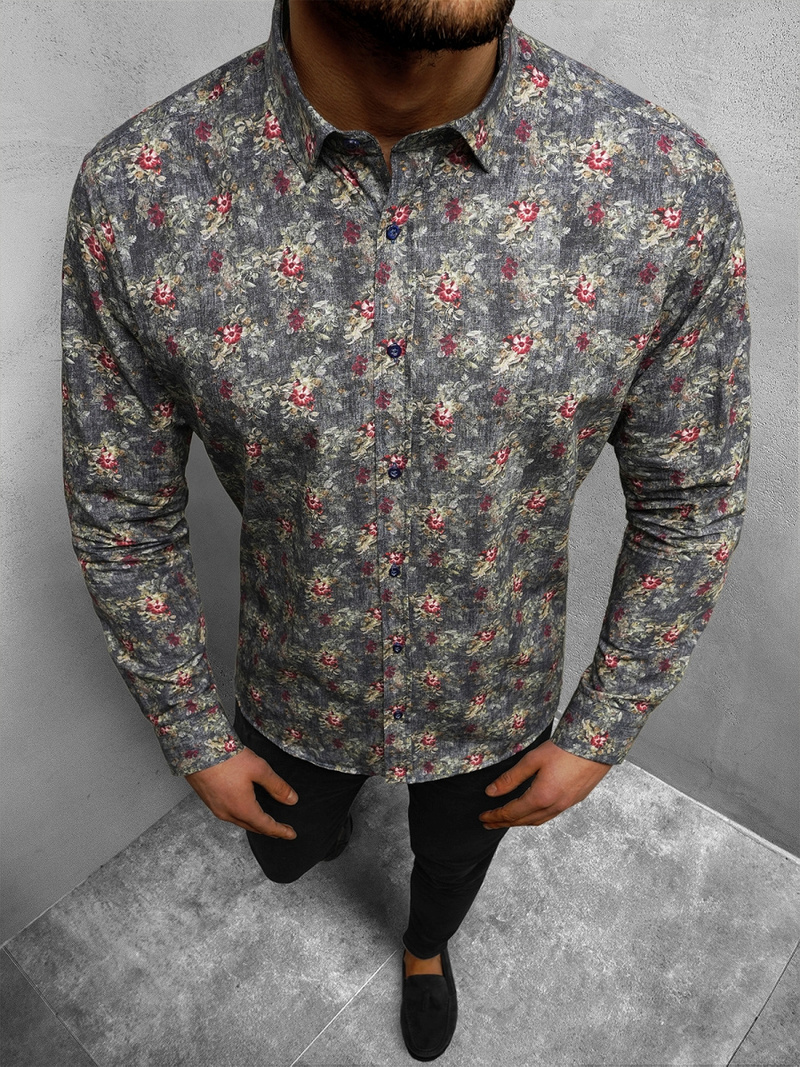 Férfi Ing Színes OZONEE O/2122