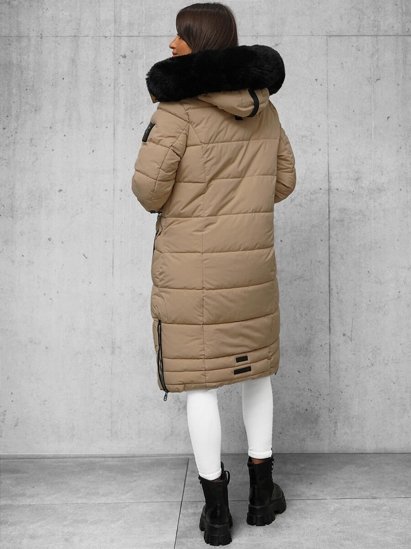 Női téli kabát sötét-bézs OZONEE O/W377