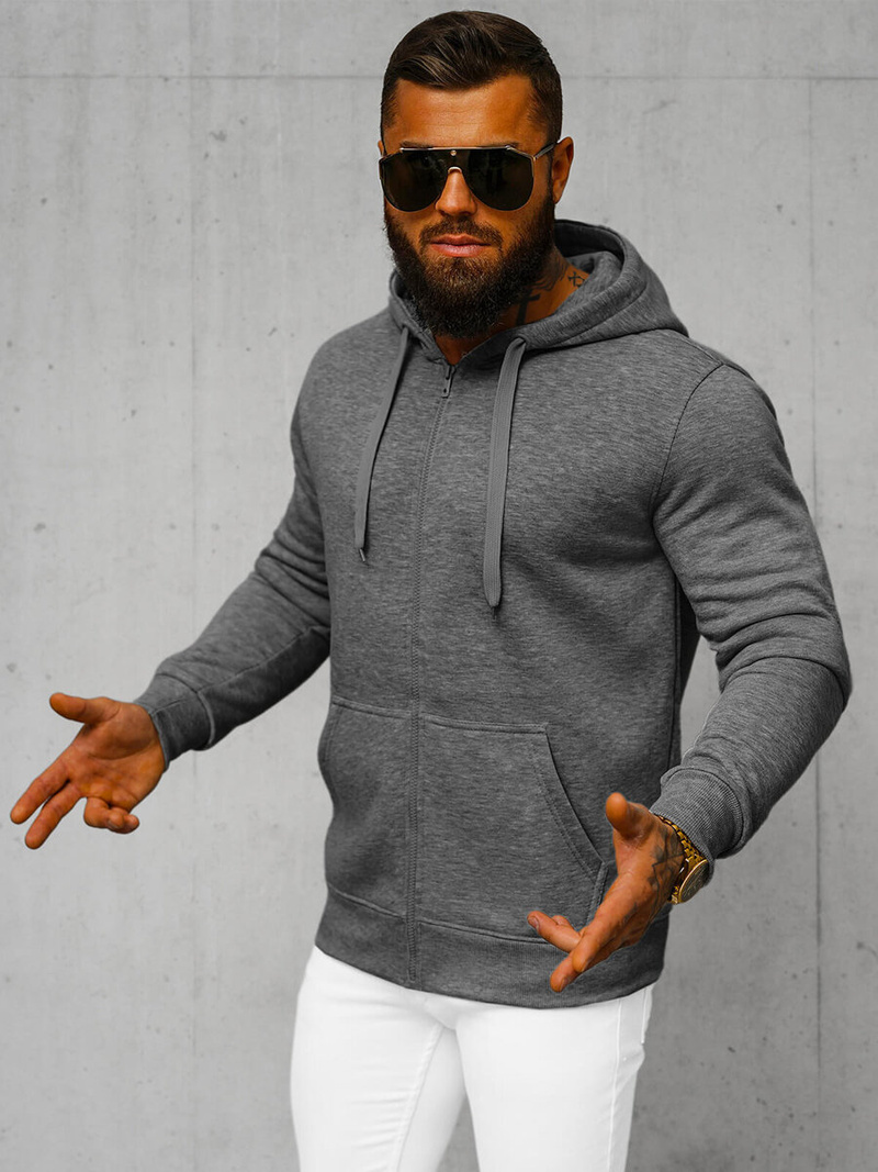 Férfi kapucnis pulóver sötét-szürke OZONEE JS/2008Z