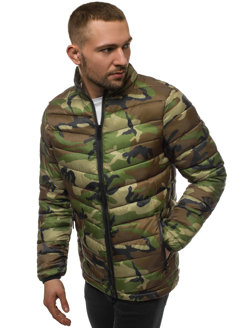 Férfi átmeneti kabát khaki-terepmintás OZONEE JS/SM80Z