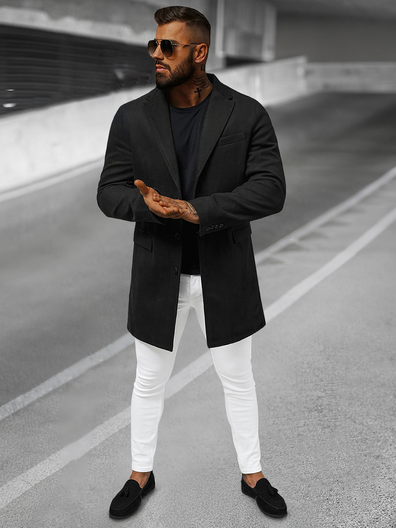 Férfi szövetkabát fekete OZONEE JB/1047Z