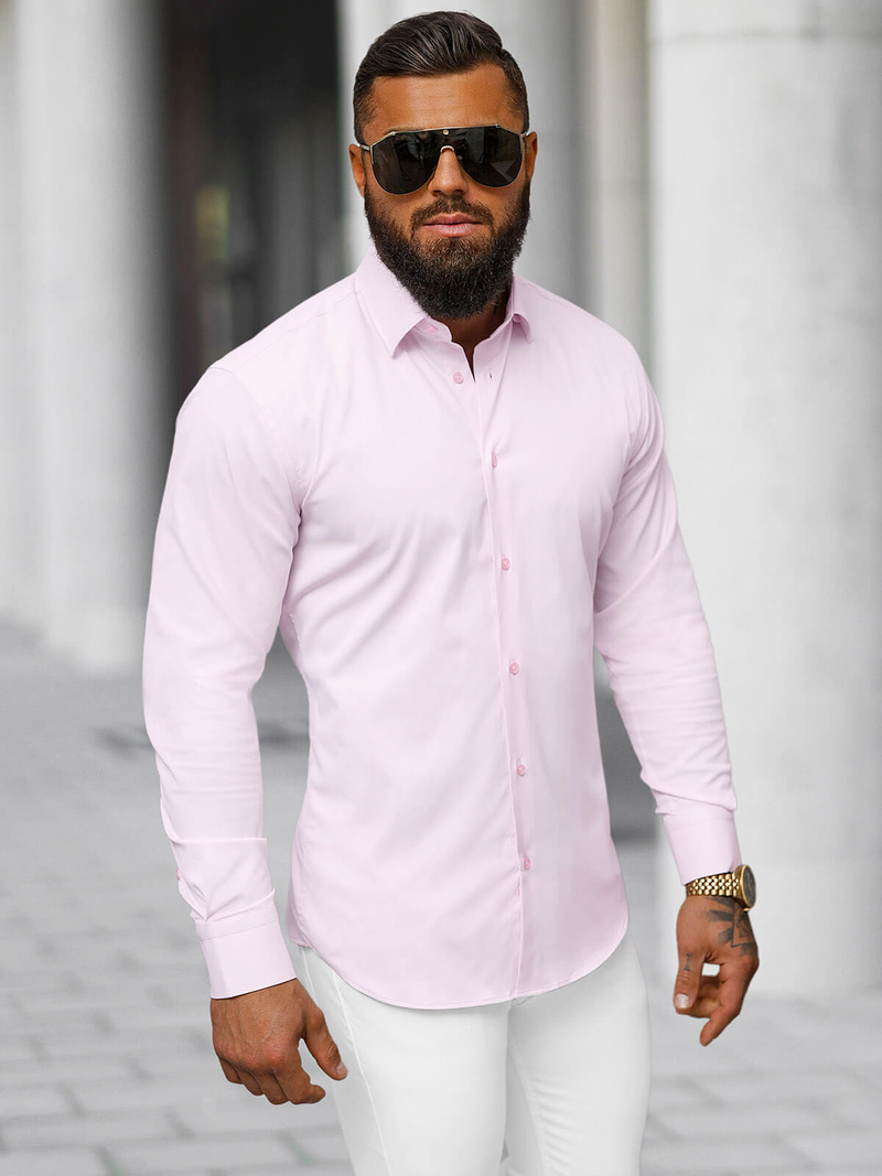 Férfi Ing Világos-Rózsaszín OZONEE O/V110